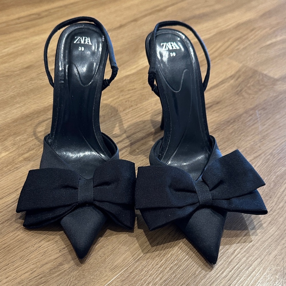 Zara Elegant Black Bow Heels